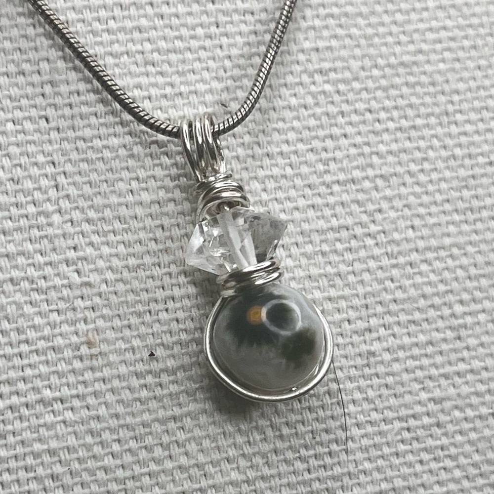 Ocean Jasper Fidget Spinner Bead Necklace